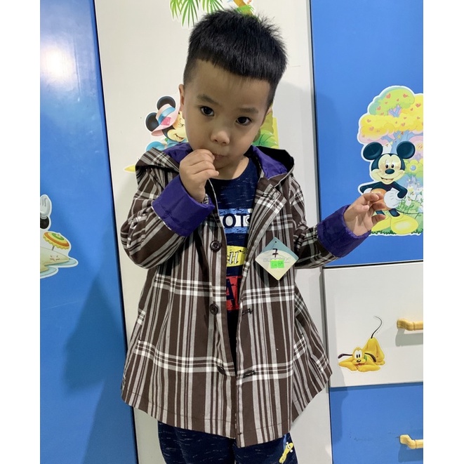 Áo khoác kẻ kaki 5 màu bé gái-bé trai hàng xuất dư vnxk