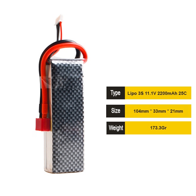 Pin Lipo 3s 11.1v 2200mAh 25c - Carbon skin