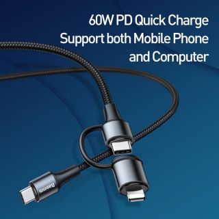 Cáp sạc Type C to Type C và Lightning 2 in 1 Baseus Twins chính hãng