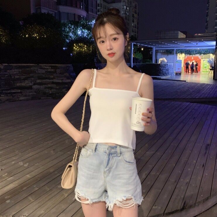 Áo 2 dây sợi bún thun gân đẹp cotton đen trắng , áo croptop ôm mặc trong siêu mát