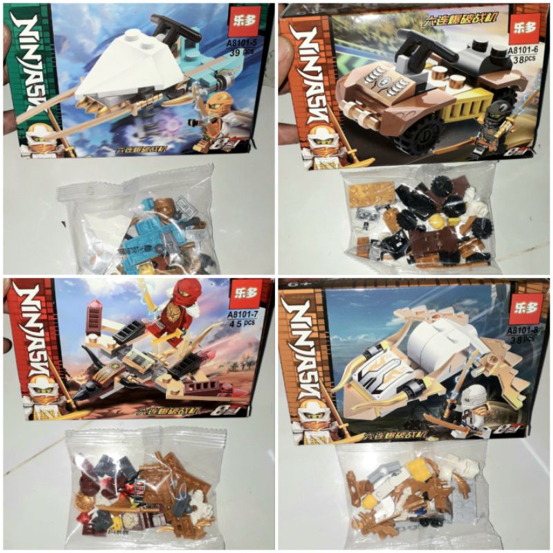 Lắp ráp 1 hộp Ninjago Cưỡi xe và máy bay A8101 có nhiều chi tiết