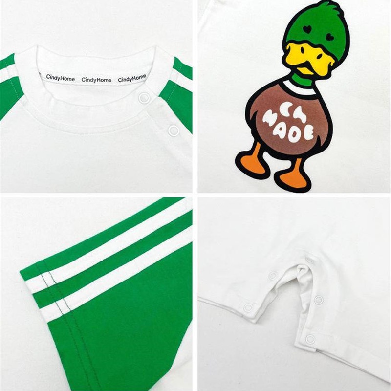 Bộ Áo Liền Quần Vải Cotton Tay Ngắn In Hoạt Hình Dành Cho Bé Sơ Sinh