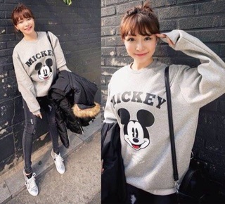 Áo nỉ sweater nam nữ mickey nơ đỏ