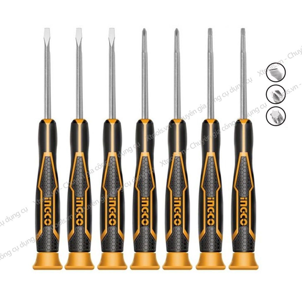 Bộ tua vít đồng hồ chuẩn 7 chi tiết INGCO HKSD0718 bộ tuốc nơ vít sửa chữa đồng hồ thép Cr-V có nam châm hút siêu cứng