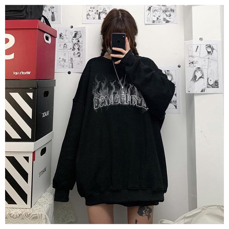 Áo Sweater Nỉ Bông Unisex Tay Dài DANGEROUS