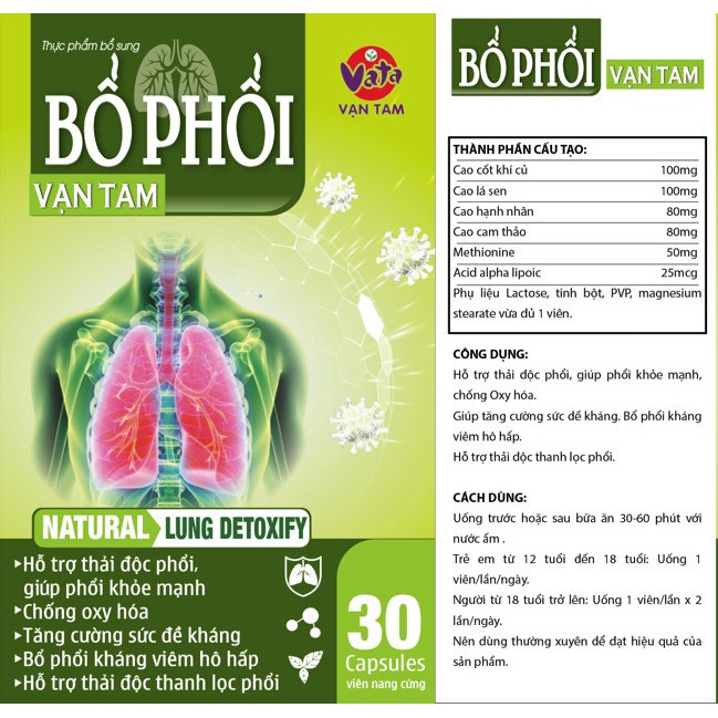 Viên uống Bổ Phổi Vạn Tam Giúp Nhuận Phế Bổ phổi