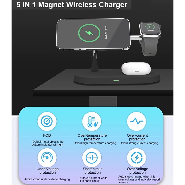 Đế Sạc Không Dây 3 Trong 1 Cho iPhone 13 11 12 X 8 Pro Apple Watch Macsafe Airpods Pro iWatch 7 6 5 3 SE