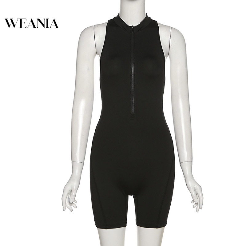 Áo liền quần Thể Thao Sát Nách Ôm Dáng Phối Khóa Kéo Hở Lưng Quyến Rũ Cho Nữ