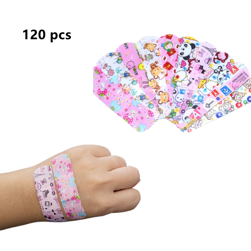 Bộ 120 Miếng Dán Vết Thương Họa Tiết Hoạt Hình Thoáng Khí Chống Thấm Nước