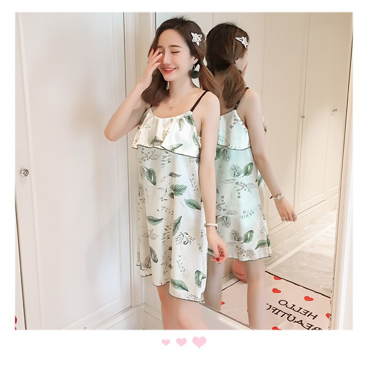 Đầm Ngủ/ Váy Ngủ Phi Bóng 2 Dây Kèm Bra Lót Mút Dễ Thương/Đầm Ngủ Đẹp Pijama