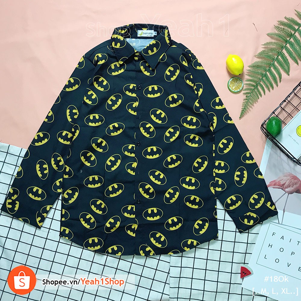 [Yeah1Shop]- Áo sơ mi tay dài Batman đen vàng (M,L,XL)5