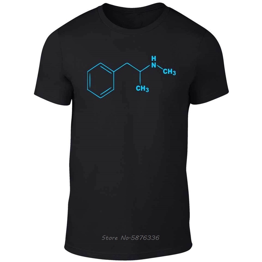 Áo nam Ngắn Tay Blue L Meth Molecule - Áo Thun Cotton In Chữ Breaking Bad Dea Cool Phong Cách Retro