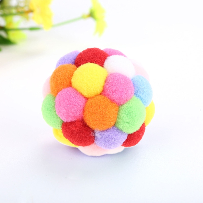 Đồ Chơi Bóng Nảy Gắn Chuông Màu Cầu Vồng Dễ Thương Cho Mèo Cưng