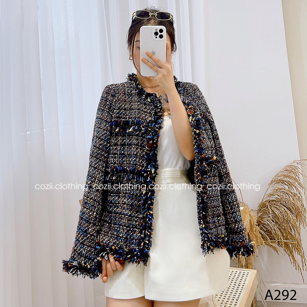 Áo Khoác Dạ Tweed Hàng Thu Đông Cao Cấp Thiết Kế 2 Lớp A292