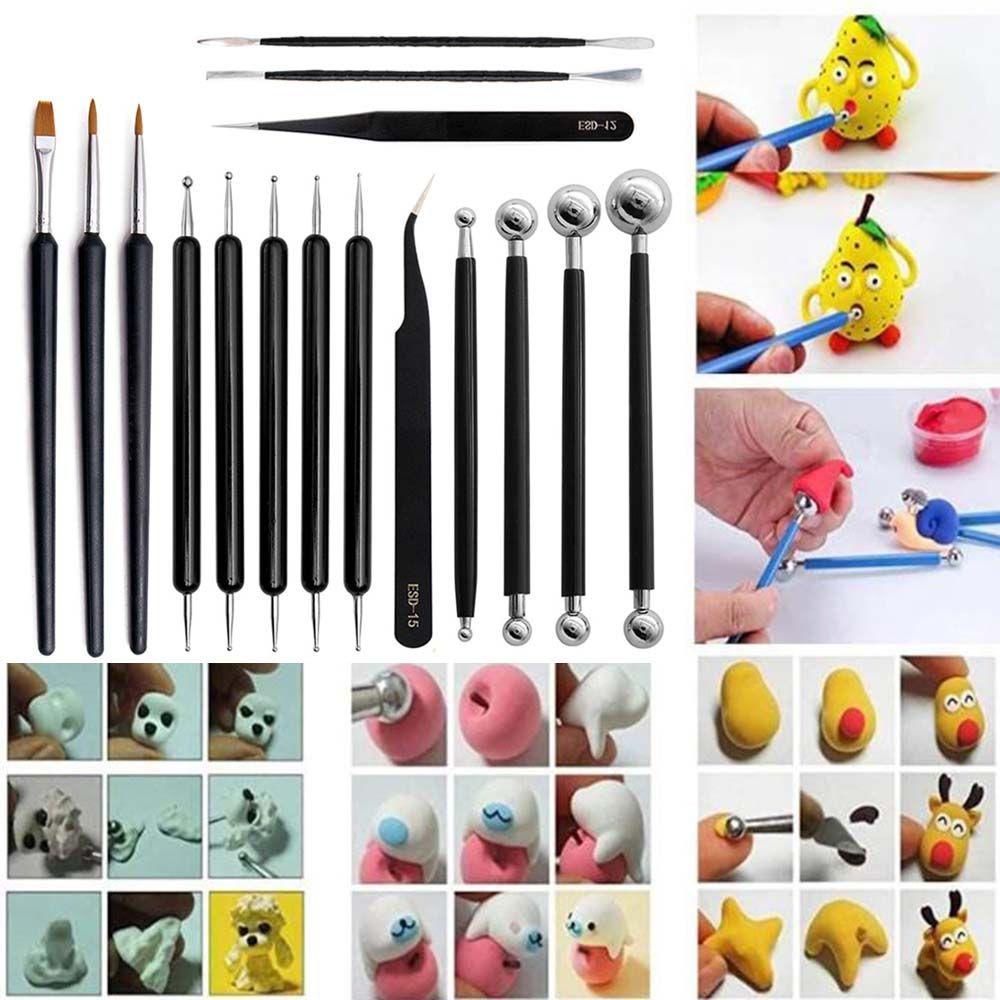 LONTIME Set 16 Bút Đầu Nhọn Làm Gốm Sứ Thủ Công