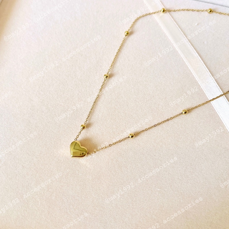 Set bông tai, dây chuyền mặt trái tim nhỏ dành cho nữ - may1992.accessories