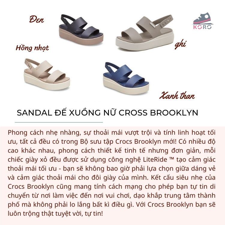 Dép sandal nữ đế cao thời trang CAO CẤP, siêu bền, đẹp , xăng đan nữ đế bằng Cross Brooklyn