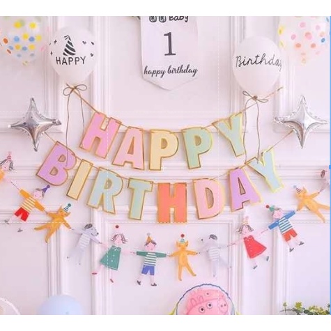 Cờ Chữ Happy Birthday Dán Trang Trí Tiệc Sinh Nhật