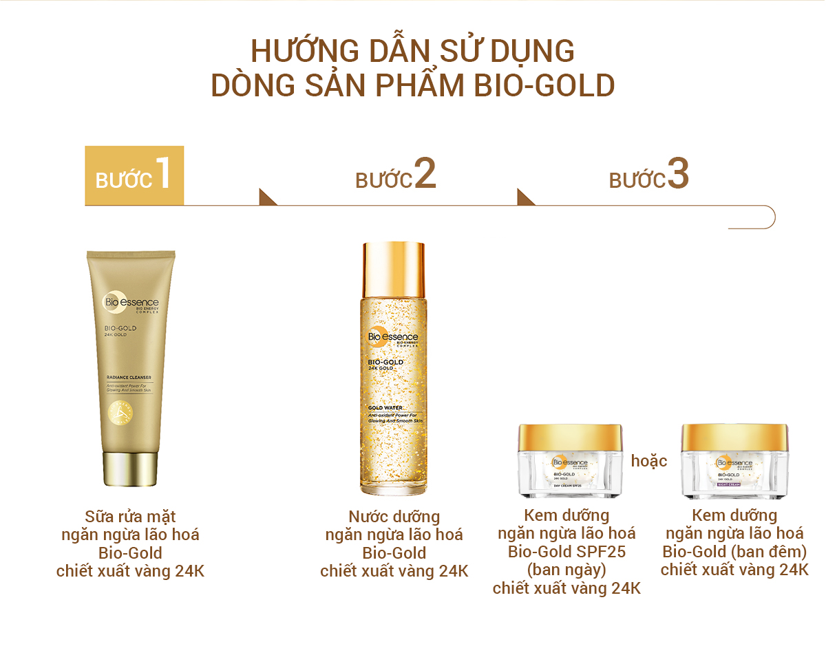 Sửa rữa mặt ngăn ngừa dấu hiệu lão hóa Bio Gold chiết xuất Vàng 24k 100ml