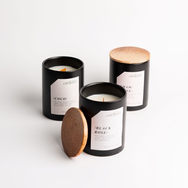 Nến thơm tinh dầu cao cấp BLACK ROSE 3 tầng hương Lighthouse Candles