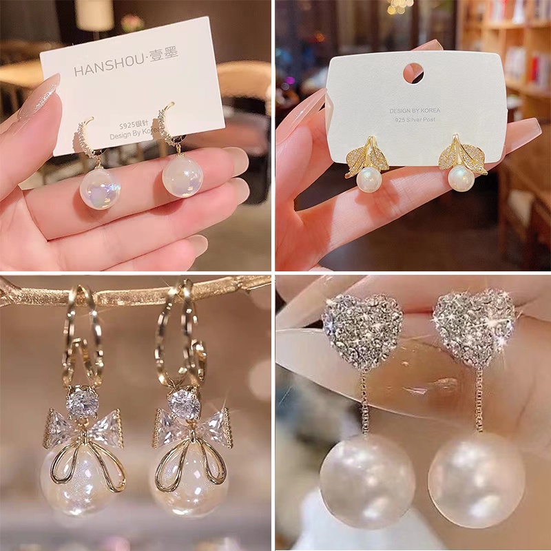 Khuyên tai RINHOO FRIENDSHIP mạ bạc 925 tùy chọn kiểu thời trang phong cách Hàn Quốc cho nữ