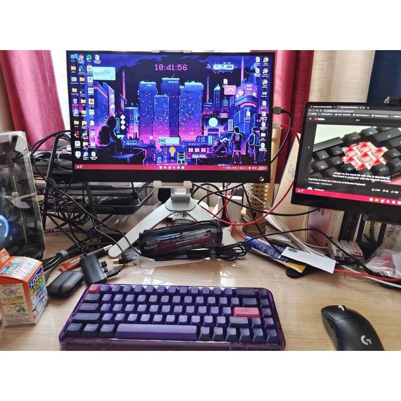 Bàn phím cơ không dây bluetooth, 2.4G Mojo 68 tím hoàng hôn MelGeek chính hãng LED RGB có thể hotswap thay switch