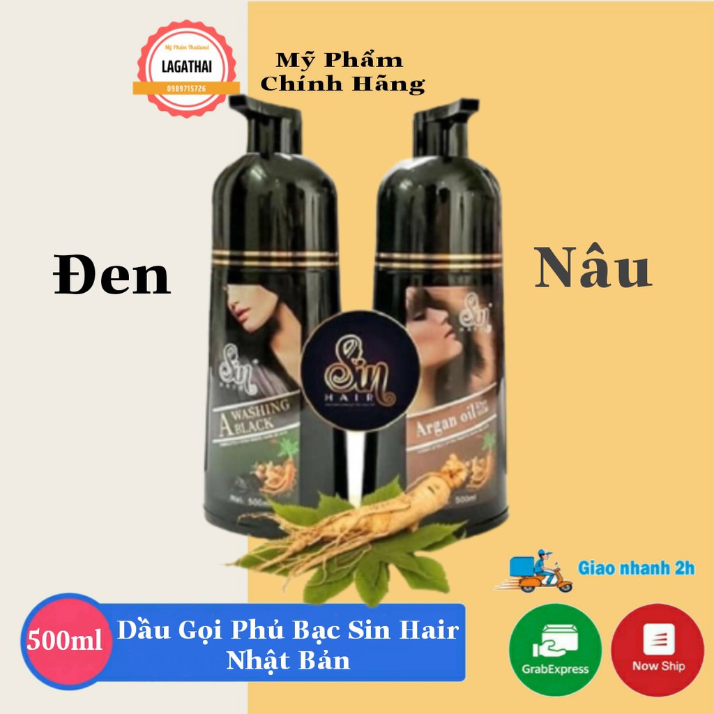 Dầu gội phủ bạc Sin hair nhân sâm Nhật Bản|tóc đen nâu đều màu 500ml