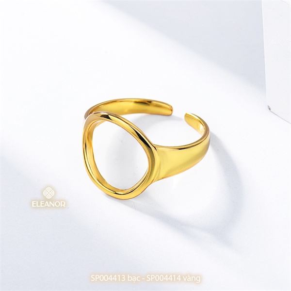 Nhẫn nữ hở bạc 925 Eleanor Accessories mặt tròn viền trơn phụ kiện trang sức basic