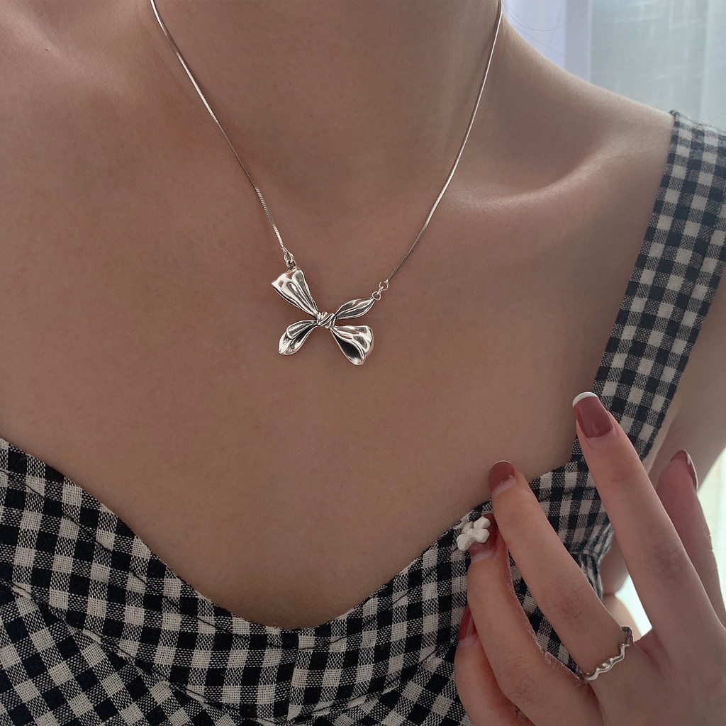 Dây Chuyền Bạc Mặt Bướm Ba Chiều Phong Cách Hàn Quốc Thời Trang