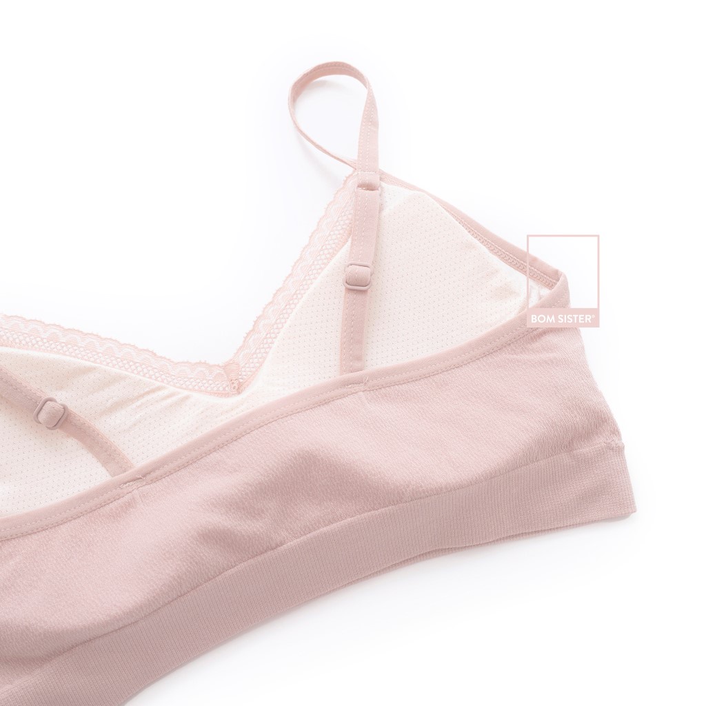 [Mã FAFRINW11 giảm 8% đơn 99K] Áo lót thể thao không gọng cotton viền ren màu trơn nâng ngực tự nhiên BOM SISTER BR1005 | BigBuy360 - bigbuy360.vn