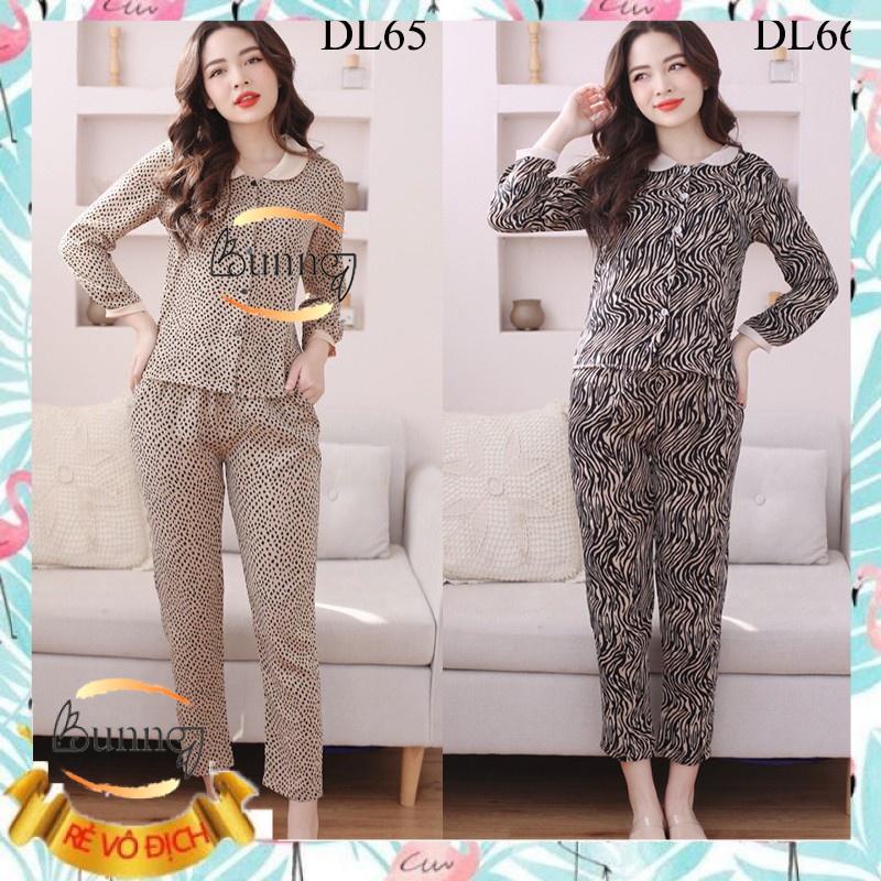 QUẦN ÁO MẶC NHÀ CHẤT LIỆU LỤA MANGO TAY DÀI DUYÊN DÁNG, MẶC NHÀ SAU SINH HỌA TIẾT LẠ FOM DÁNG ĐẸP