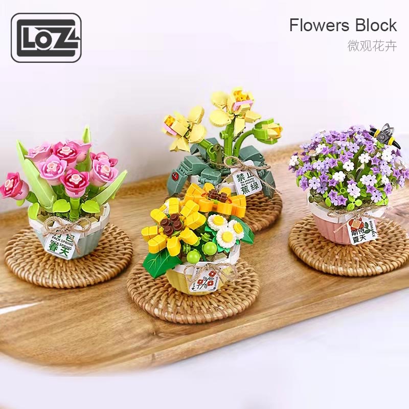 Loz Mô Hình Đồ Chơi Lắp Ráp Chậu Cây Hoa Bất Tử Giáo Dục Cho Bé
