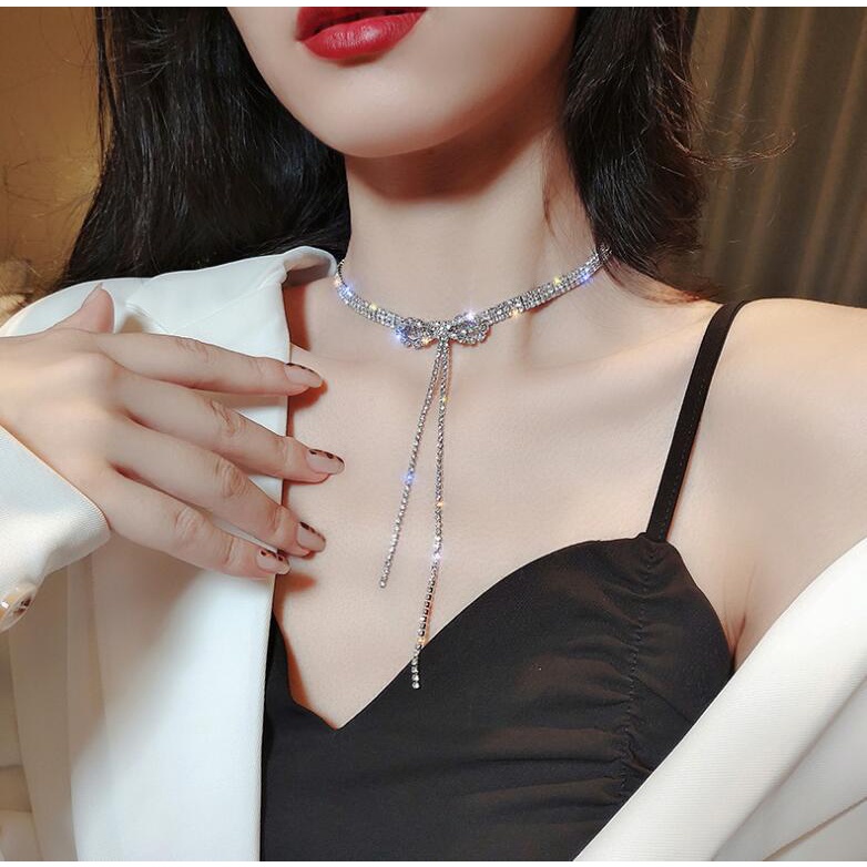 Vòng cổ choker nữ đính đá lấp lánh kim cương nhân tạo dây vòng đeo cổ cá tính - 0II2