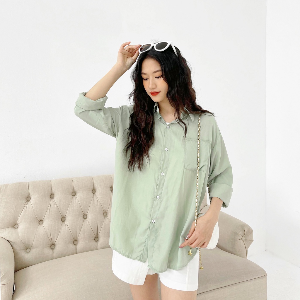 Áo sơ mi nữ basic LYRA, chất đũi trơn form rộng trẻ trung, năng động-VSYAS0050