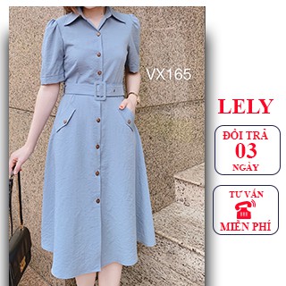 [Mã FAMAYWA2 giảm 10K đơn 50K] Váy Đầm Liền Thân - LELY-VX165- 2 Túi, Cúc Gỗ, Nhẹ Nhàng, Nữ Tính