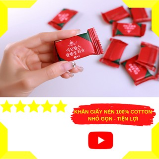 Khăn Giấy Nén, Giấy Ăn Du Lịch Dạng Viên Kẹo 100% Cotton Dầy Dặn (Lẻ 1 Cái)