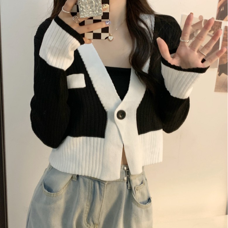 NUZIRO  Áo khoác cardigan dệt kim mỏng dáng ôm phong cách Hàn Quốc cho nữ