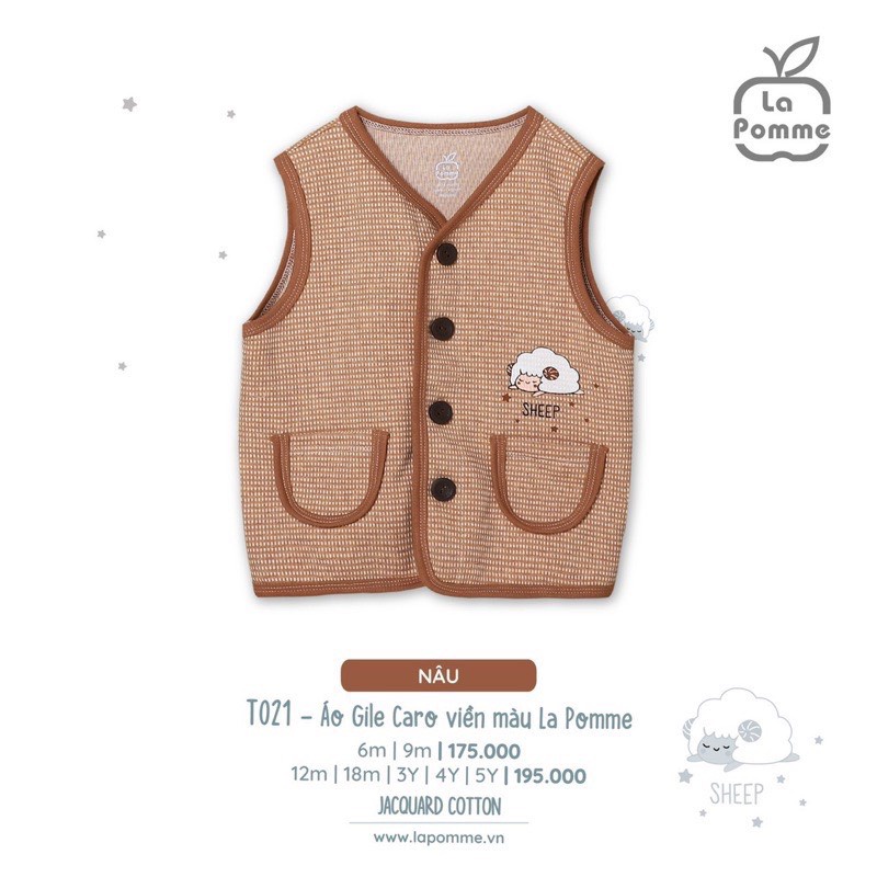 TL021 Áo Gile caro viền màu La Pomme cho bé