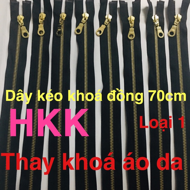 Dây kéo khoá đồng HKK răng#5 dài 70cm chuyên thay áo da xịn