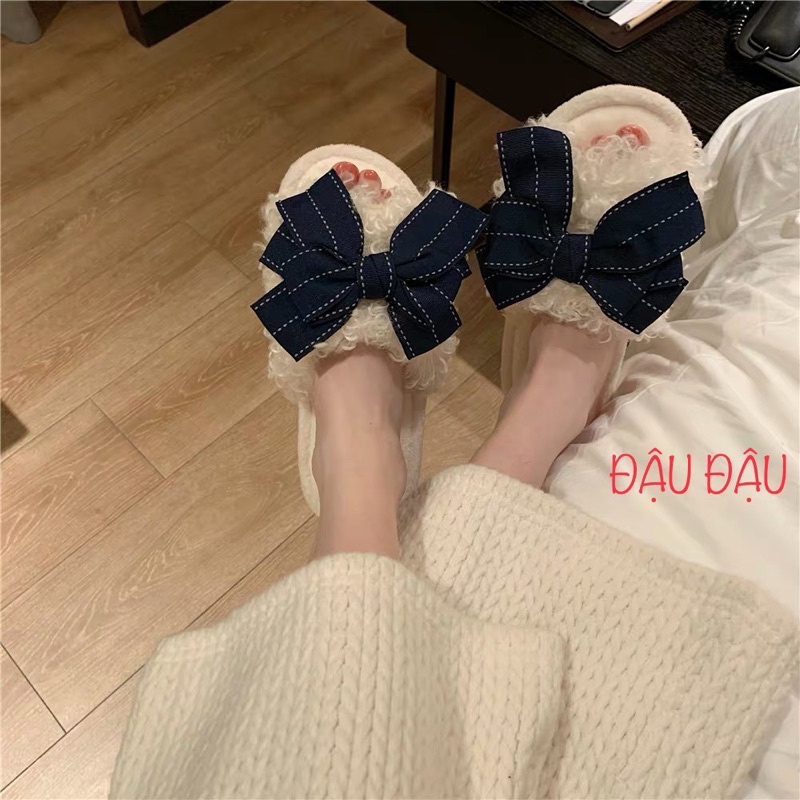 DÉP BÔNG LÔNG CỪU HÌNH NƠ