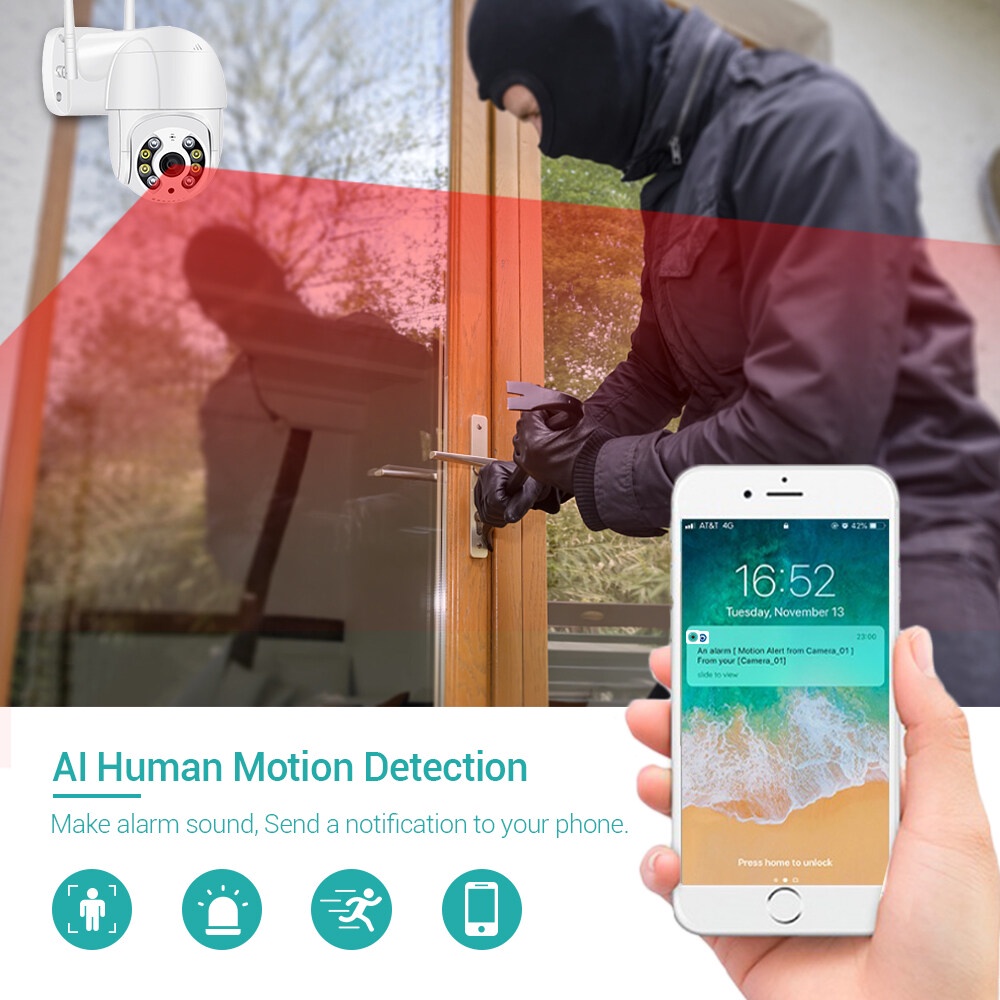 Camera Hình Cầu Hồng Ngoại PTZ Cao Cấp, Đàm Thoại 2 Chiều, Xaoy 360 Hình Ảnh Sắc Nét | BigBuy360 - bigbuy360.vn