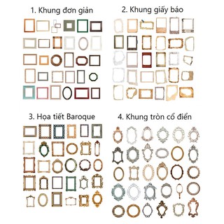 Set sticker khung ảnh retro trang trí planner