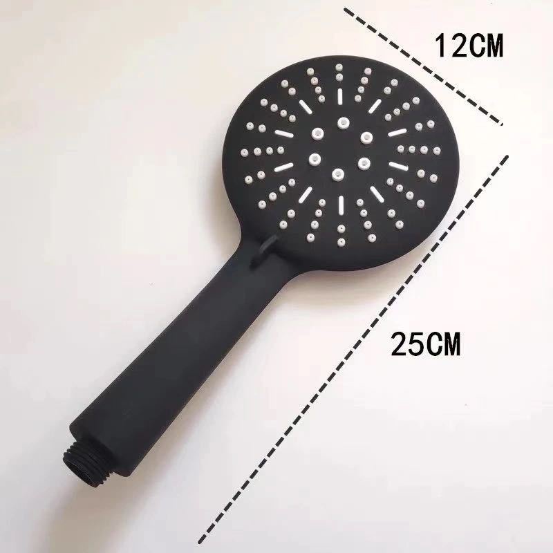 Bộ tay sen 3 chế độ nước chất liệu nhựa ABS bền đẹp màu sắc FULL Đen mặt to kèm dây sen đen và Cài dán đen - QM.TS048B3