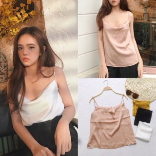 Áo hai dây phi lụa cổ đổ - Áo ulzzang
