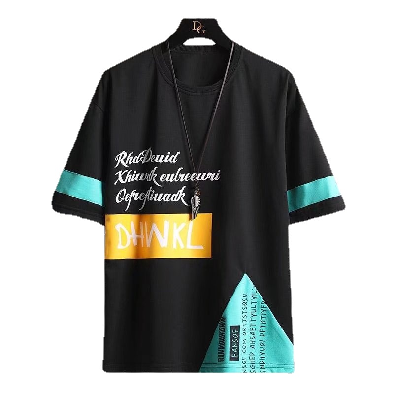 Áo Thun Tay Ngắn Cổ Tròn Dáng Rộng In Họa Tiết Phong Cách Hàn Quốc Thời Trang Mùa Hè Cho Nam size M-5XL