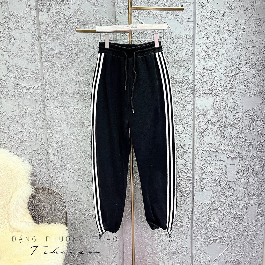 Quần jogger bo gấu Nam Nữ. Quần bó chun dây rút gấu sọc thể thao NAM NỮ ống rộng 3 sọc