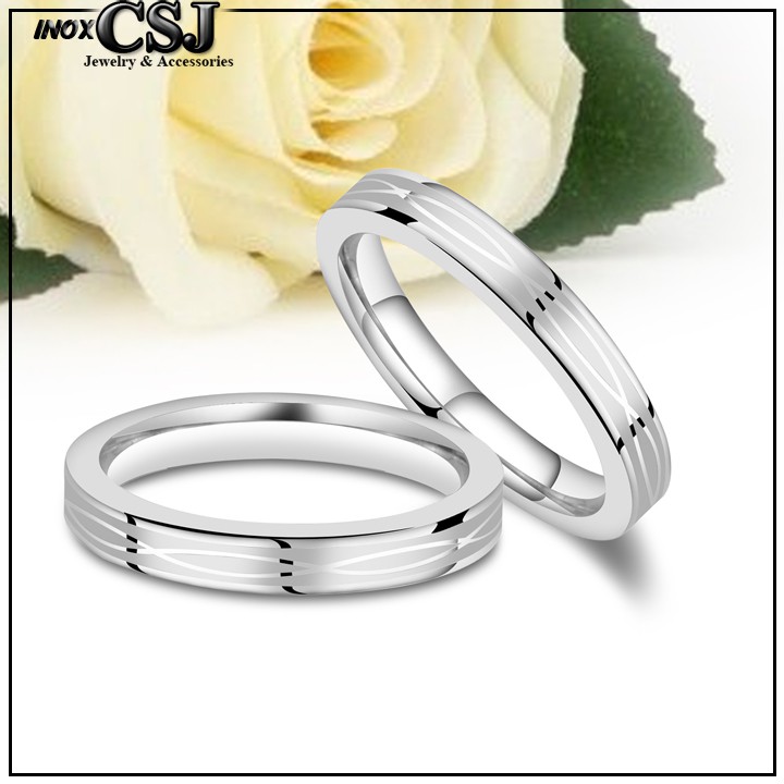 02 chiếc NHẪN CẶP ĐÔI TÌNH NHÂN INOX FOREVER LOVE NC061 đẹp, không đen - tặng hộp đựng xinh xắn