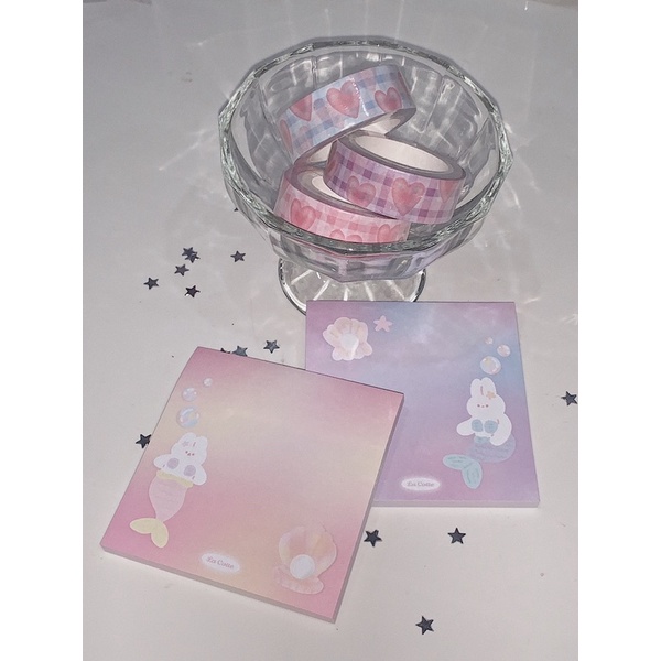 La Cotte | Giấy nhớ thỏ tiên cá 🧜🏻‍♀️🐰 7.5x7.5 50 tờ