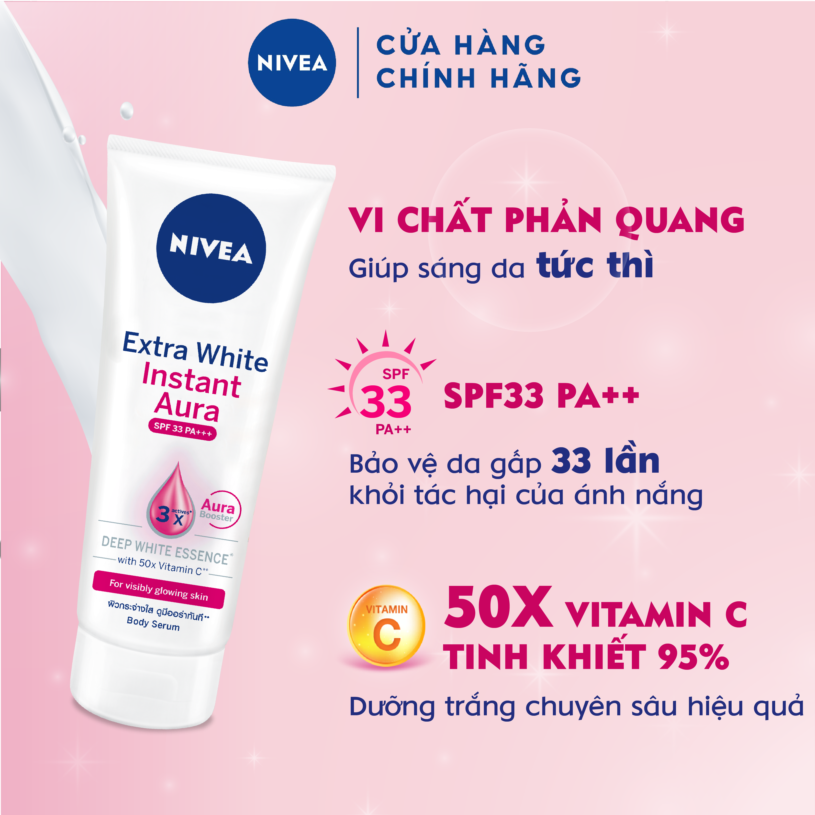 Tinh chất dưỡng thể giúp sáng da tức thì Nivea 180ml - 83234