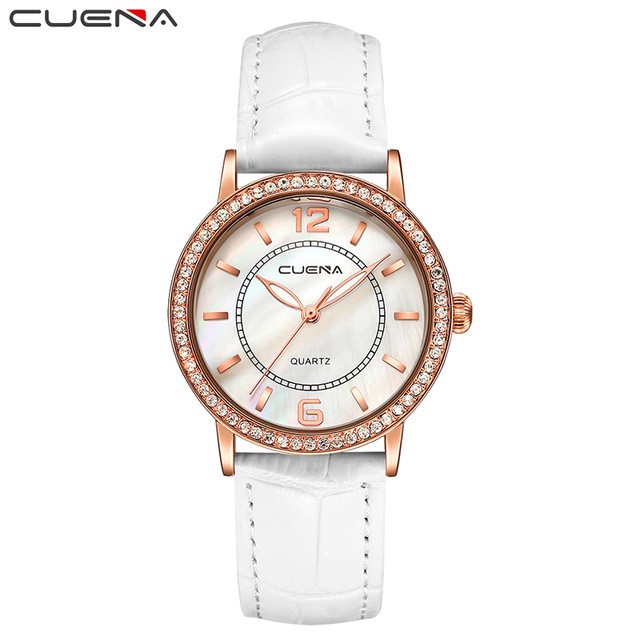 Đồng hồ nữ CUENA 6626 viền đính đá cực xinh + tặng áo phông | BigBuy360 - bigbuy360.vn